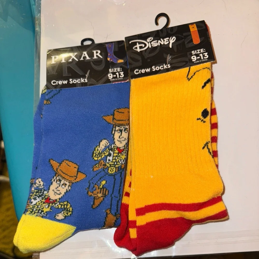 Disney Crew Socks - woody from Toy Story and Pooh- size 9-13